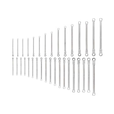 Tekton Long Fixed/Flex Head 12-Point Ratcheting Box End Wrench Set, 34-Piece, 1/4-1'', 6-24 mm WRB95006
