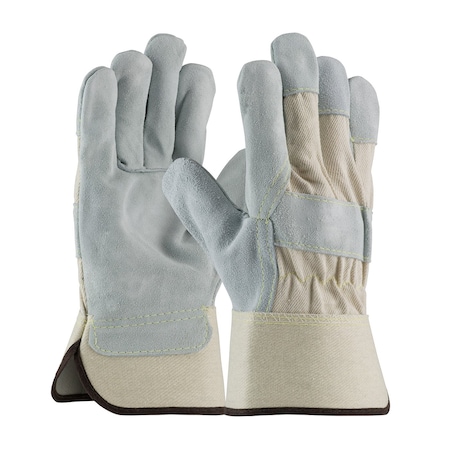 Pip Heavy Premium Split Cowhide Leather Palm Glove w/Canvas Back, Aramid Stitching, Rubberized Safe, 12PK 80-8800/M