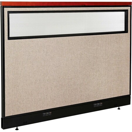 Global Industrial Interion Deluxe Electric Office Partition Panel with Partial Window, 60-1/4"W x 47-1/2"H, Tan 694771WETN