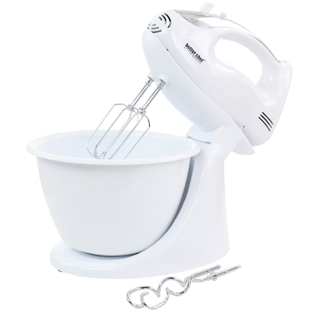 Better Chef 200 Watt Stand/Hand Mixer in White with Mixing Bowl IM-828W