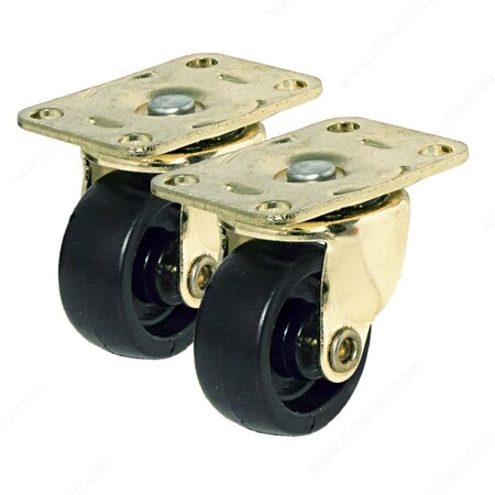 Richelieu Light-Duty Furniture Caster, Swivel Without Brake, with Plate, Brass, Black F24407