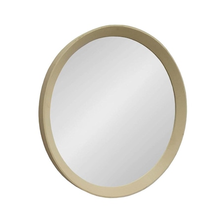 Homeroots 20" Cream Round Wood Framed Accent Mirror 485115