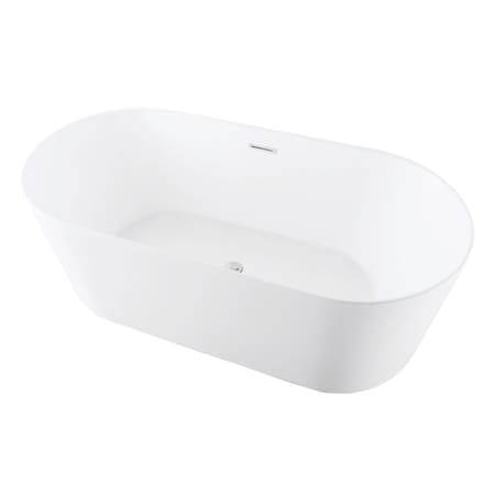 Kingston Brass 59" Acrylic Oval Double Ended Freestanding Tub with Drain, Glossy White VTOV593023
