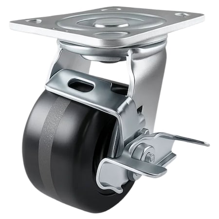 Hyw Products Heavy Duty Caster 4in Phenolic Wheel, Swivel with Brake 40-40S-A1-PH-TB