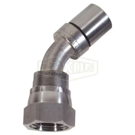 Dixon Smooth Bore Hose-to-Tube Fitting with Crimp Collar, Dash 4 x 1/4 in, Hose x FJIC, 304 Stainless Stee FJS45-04-04