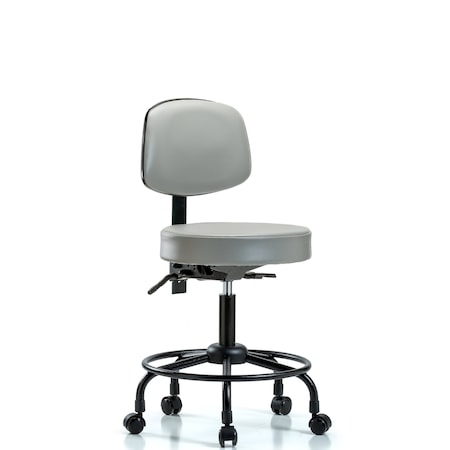 Blue Ridge Ergonomics Desk Stool, Vinyl, Bk, RT, Tilt, Casters, Dov BR-VDHST-RT-T1-RC-8567