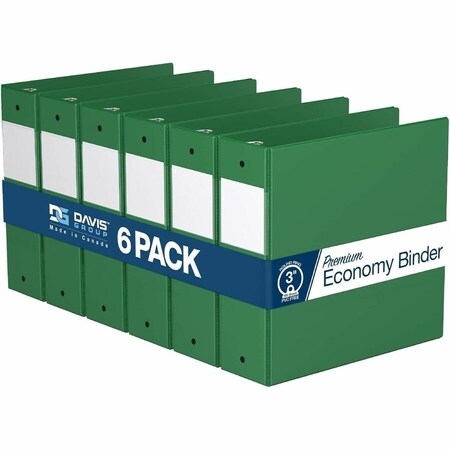 Davis Group Premium Economy, Round Ring, Binder, (Green, 3"), PK6 2314-04-06