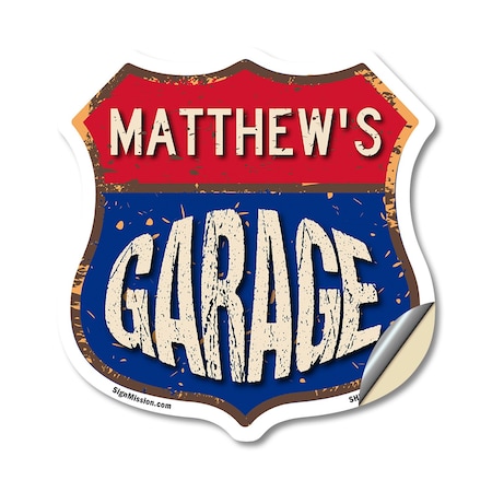 Signmission Matthew's Garage, 12 Inch X 12 Inch, Vinyl Decal SHI-D-12-383-MATTHEW