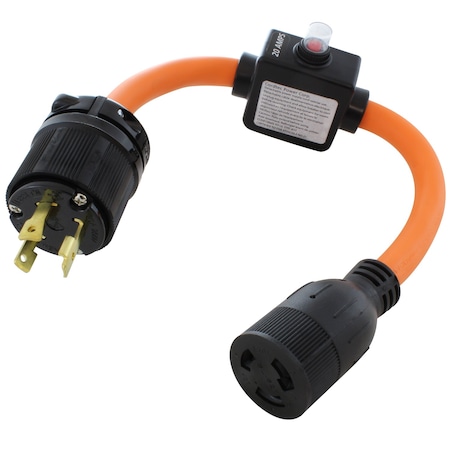 Ac Works L6-30P to L6-20R Adapter, 1.5 ft, 20A Breaker-Protected, Heavy-Duty STW L630ICBL620
