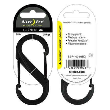 Nite Ize Carabiner Clip, 3-1/2 In., Plastic, Black SBP4-03-01BG