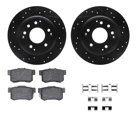 Dynamic Friction Co DFC Rotors-Drilled & Slotted-Black w/ 5000 Advanced Brake Pads Incl Hdw 8512-59059