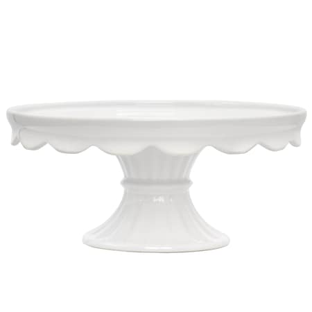 Laurie Gates 12.2 Inch Round Stoneware Footed Cake Stand in White 97229.01R