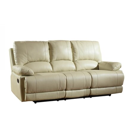 Homeroots 89" Beige Faux Leather Sofa With Black Legs 329412