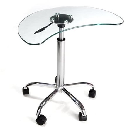 Tosafos Clear Glass and Aluminum Laptop Stand with Casters TO2647957
