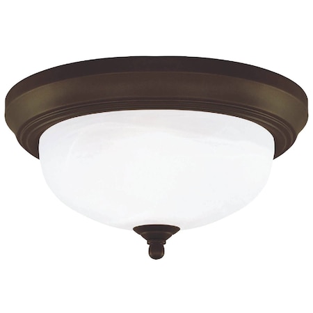 Home Impressions 13'' Oil Rubbed Bronze Incandescent Flush Mount Ceiling Light Fixture with Alabaster Glass IFM413ORB