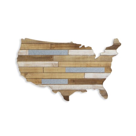 Homeroots 19" X 31" Brown and Gray USA Wood and Metal Hanging Dimensional Sculpture 489479