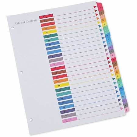 Universal One Table of Contents Dividers, Assorted Color 26-Tab, A-Z, Letter, White, 26/Set UNV24812***