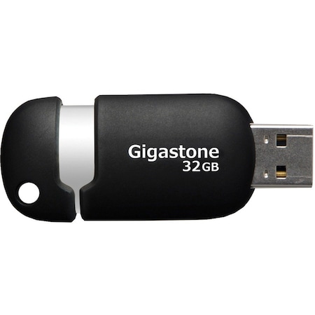 Gigastone 32GB Classic USB 2.0 Flash Drive - 32 GB - USB 2.0 - White, Black - 5 Year Warranty GS-Z32GCNBL-R