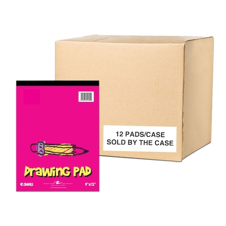 Roaring Spring Case of Kids Drawing Paper Pad, 9"x12", 40 sht of 50 lb Blank White Paper, Top Bound, PK12 52505cs