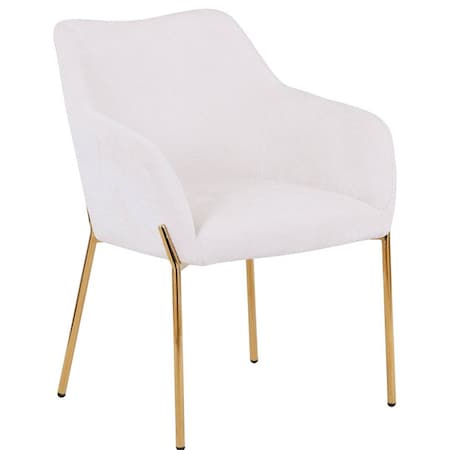 Leisuremod Zaire Collection Modern Dining Chair, Gold Legs and White Boucle ZDCB52W