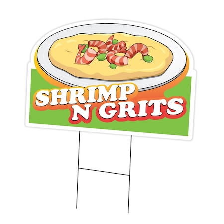 Signmission Shrimp N Grits Die Cut Yard & Stake outdoor plastic coroplast window, C-DC-1824-Shrimp N Grits19 C-DC-1824-Shrimp N Grits19