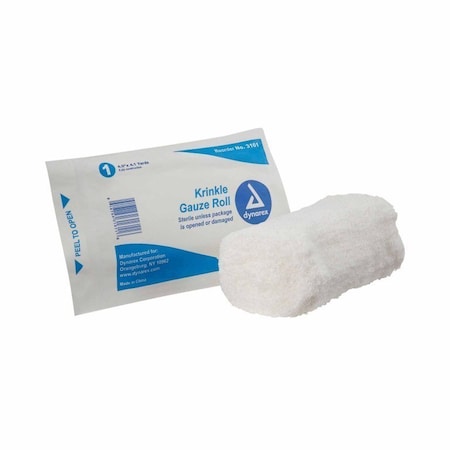 Dynarex Fluff Bandage Roll 4-1/2"x4-1/10 Yard, 1 per Pouch, Sterile 6-Ply Roll Shape, 3161, 100PK 545991_CS