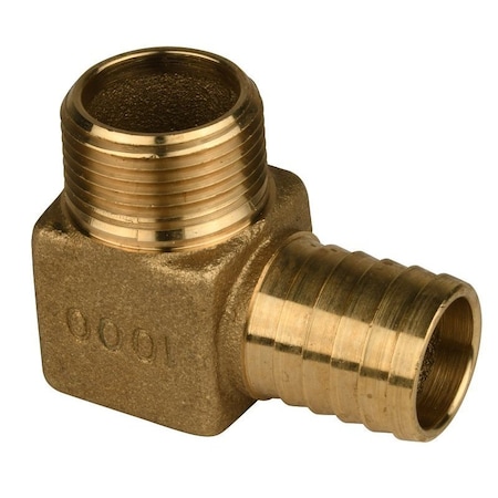 Water Source Yard Hydrant Elbow, 1 in, Barb x MPT, 90 deg Angle, Brass, 120 psi Pressure HE101NL