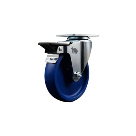 Service Caster 5'' Solid Poly Wheel Swivel Top Plate Caster with Posi Brake SCC-20S514-SPUS-PLB