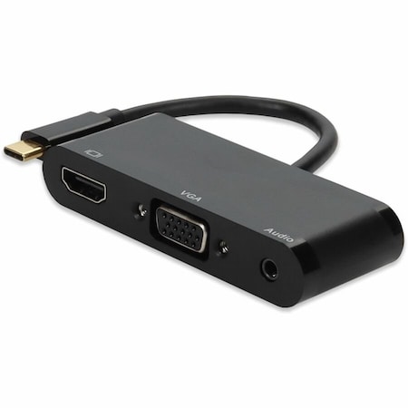 Add-On AddOn USB-C 3.1 Male to HDMI Female, VGA Female, USB-A 2.0 Female Black Adapter - Black - 1 USBC2HDMIVGAUSBAUD-AO