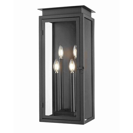 Z-Lite Nova 4 Light Outdoor Wall Light, Black/Clear, 8.25 In W x 24.5 In H 5018B-BK