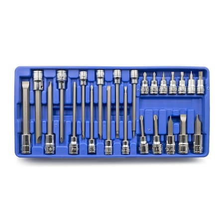 Genius Tools 24PC 3/8 & 1/2in Dr. Slotted & Philips Long Bit Skt. Set BS-3424P