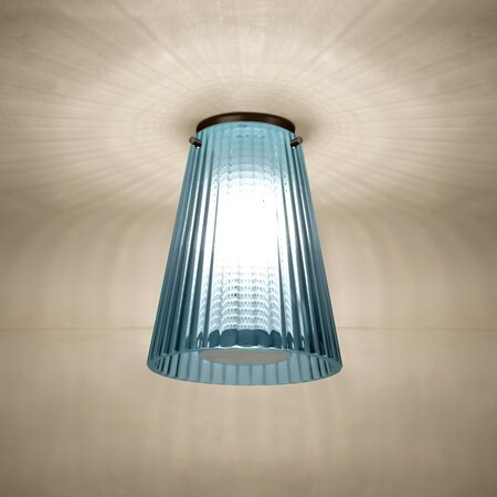 Besa Lighting Dion Ceiling, Blue Shade, Bronze Finish, 1x9W LED DIONBLC-LED-BR