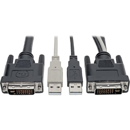 Eaton EATON Tripp Lite Series DVI to USB-A Dual KVM Cable Kit - 2x Male/2x Male, 1920 x 1200 1080p at 60 P760-010-DVI