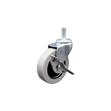 Service Caster 3 Inch Thermoplastic Rubber Wheel 3/8 Inch Threaded Stem Caster with Brake SCC SCC-TS05S310-TPRS-SLB-381615