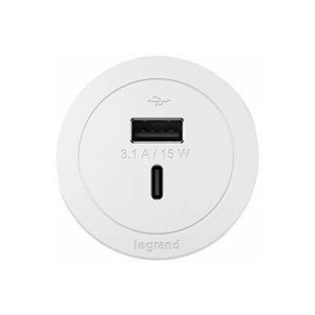 Legrand FurniturePowerOutlet, White, 0Outlet, 10ft RFPCUAUC-WH10