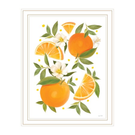 Homeroots Citrus Orange Botanical White Framed Print Wall Art 529841