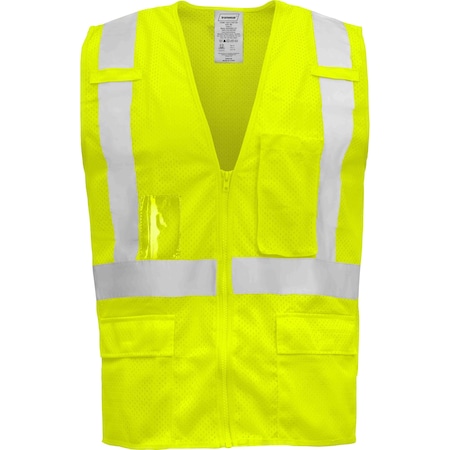 Ironwear Hi-Vis Safety Vest L Class 2 , Zipper 5 Pockets, ID Window 1284-LZ-RD-CID-LG