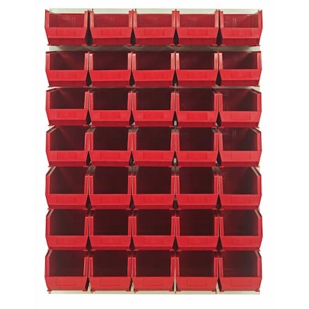 Quantum Storage Systems 48X61 HC LOUVERED PANEL W/35 BINS RED QLP-4861HC-240-35RD