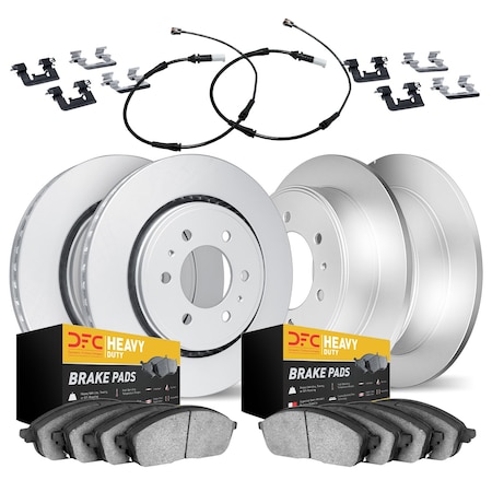 Dynamic Friction Co DFC GEOSPEC Coated Rotor- Heavy Duty Brake Pad includes Hardware and Sensor 4224-40014