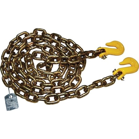 Ancra Mfg Chain Assembly with Clevis Hook, 3/8 in, 10 ft L, 6600 lb Working Load, 70 Grade 50364-38-10