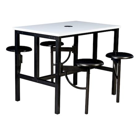 Regency Endure Standing Height Collaborative Table & Chair Set with 4 Pull-Out Stools, White Dry Erase Top 9004-WHT-DVN
