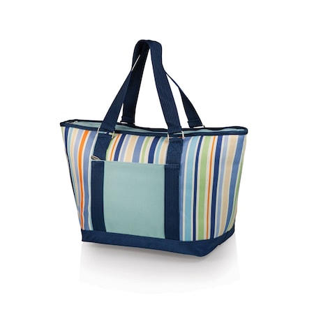 Picnic Time Family Of Brands Topanga Cooler Tote Bag, St. Tropez Collection - Sky Blue with Multi Stripe Pattern 619-00-991-000-0