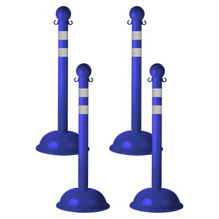 Mr. Chain Blue Reflective Heavy Duty Stanchion (4-Pack) 99942-4