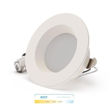 Infibrite 4 In. 3CCT Selectable 9W 750LM Recessed Retrofit LED Sleek Downlight Kit, Dimmable, Wet Rated IB-005-7-9W-WH