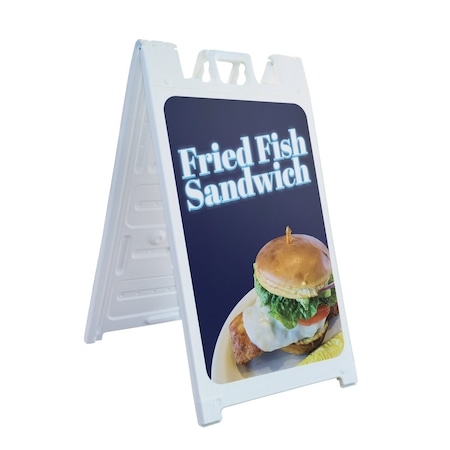 Signmission Fried Fish Sandwich, A-Frame & 2 Decals Installed, Heavy-Duty Plastic Frame SBHD-D-2436-30379