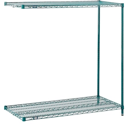 Global Industrial Nexel 2 Shelf, Poly-Green Wire Shelving Unit, Add On, 30"W x 24"D x 34"H B3050299