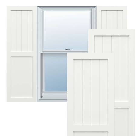 Ekena Millwork True Fit PVC Farmhouse/Flat Panel Combination Fixed Mount Shutters, Unfinished, 18W x 80H, PR TFP101FC18X080UN