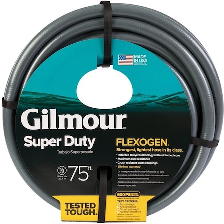 Gilmour 75 ft L Flexogen Garden Hose, Gray, Brass Fitting 874751-1003/1001