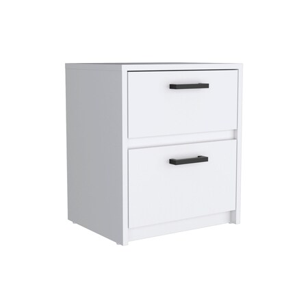 Homeroots 19" White Wood Two Drawer Nightstand 543686