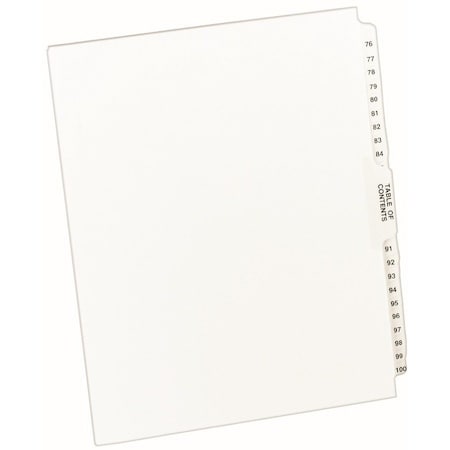 Avery Dennison Avery Premium Collated Legal Exhibit Divider, Printed 76 to 100, 8.5"x11", 26 Tabs, White/White 11397